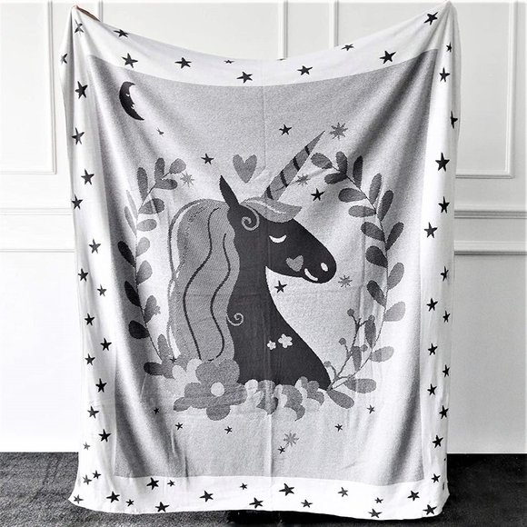 New Baby Child Love Unicorn Cozy Blanket Double Sided 50" X 60" Thick Warm Throw - Picture 1 of 6